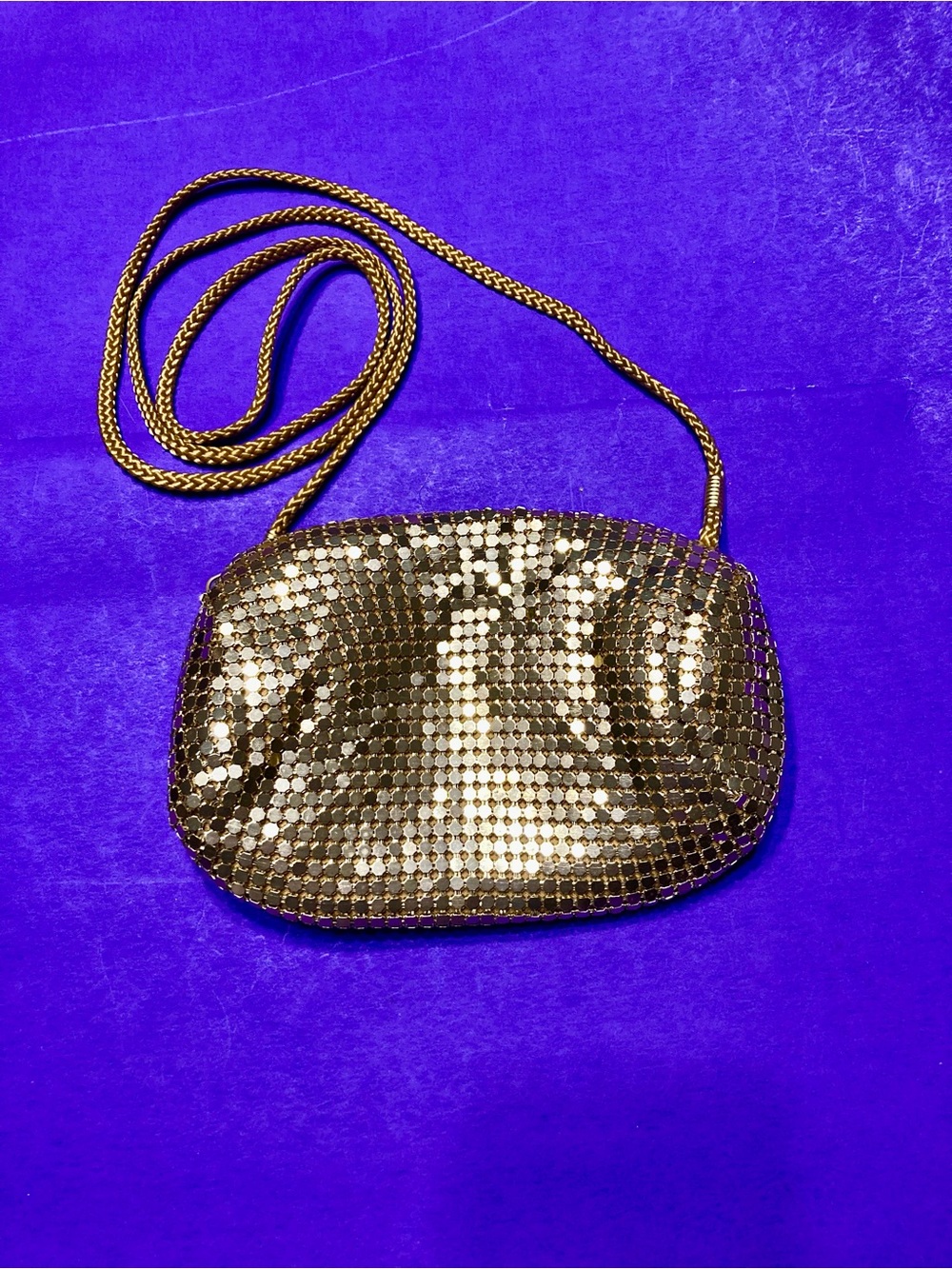 1994 Gold Metal Mesh Crossbody Bag - Picture 1 of 3